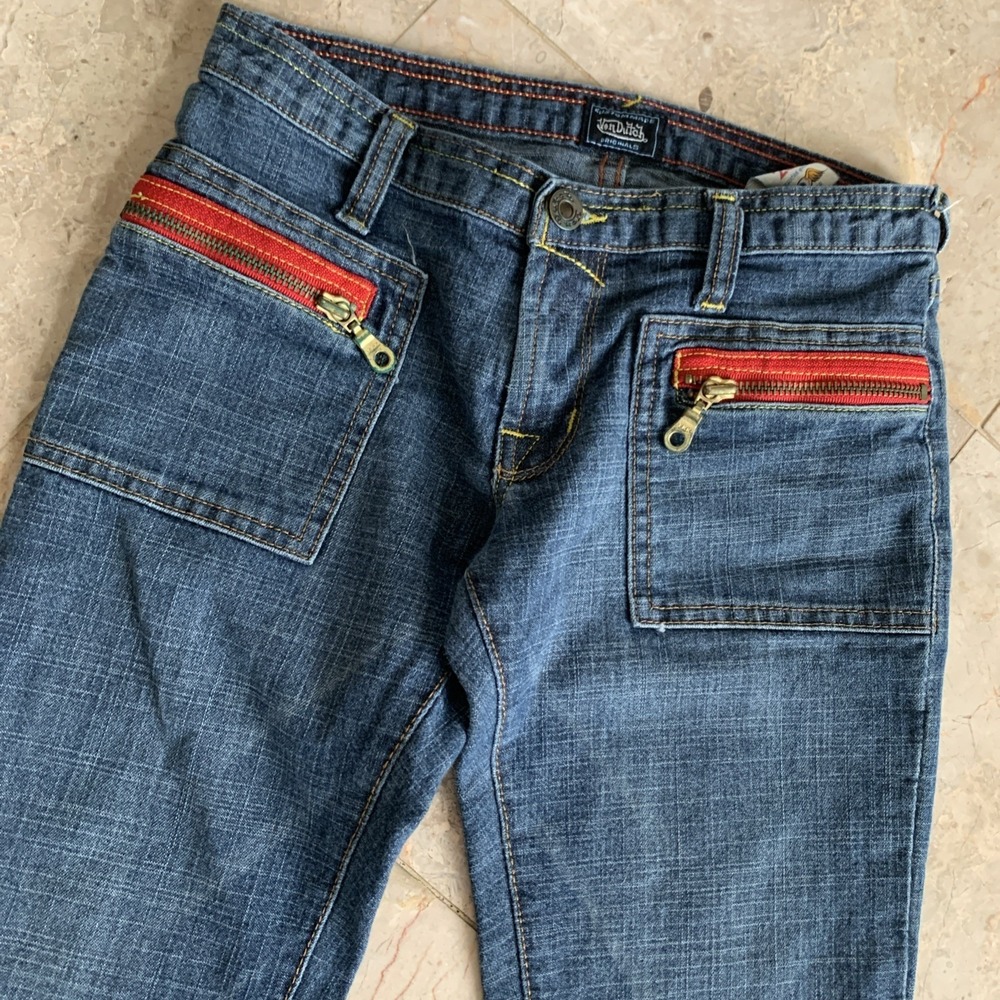 Von Dutch VTG Y2K Flare Zipper Pockets Jeans Women's Size 26